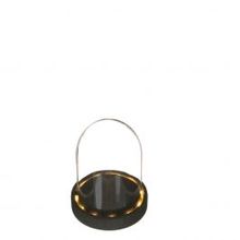 Glazen LED stolp Ø10cm met zwart houten basis - 1 st