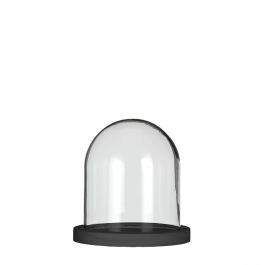 Glazen stolp met zwart houten basis Ø120 mm H.130 mm  - 1 st