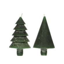 Kaarsenset 2 boompjes donkergroen 12cm hoog, 1set - 6 st