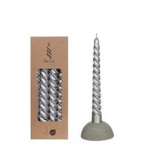 Kaarsen gedraaid zilver 19cm hoog - 4 st
