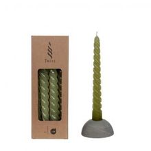 Kaarsen gedraaid mosgroen 19cm hoog - 4 st