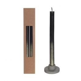 Dinner Kaarsen Zwart met Goude Spray Ø21/h. 250mm - 1 set