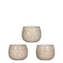 Plantenpot Mila craquele glazuur Creme 7cm hoog - 9 st