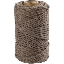 Macramé koord, lichtbruin, L: 55 m, d: 4 mm, 330 gr - 1 rol
