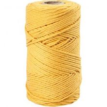 Macramé koord, geel, L: 198 m, d: 2 mm, 330 gr - 1 rol