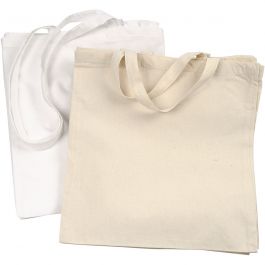 Tas van Katoen, Wit, licht Naturel, 135 g - 2 x 10 st