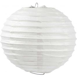 Papieren lamp, wit, Rond, d: 20 cm - 1 st