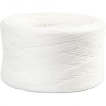 Papier raffia garen, wit, B: 7-8 mm, 100m - 1 rol