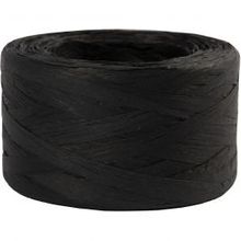 Papier raffia garen, zwart, B: 7-8 mm, 100m - 1 rol