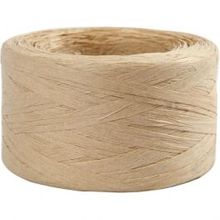 Papier raffia garen, zandkleur, B: 7-8 mm, 100m - 1 rol