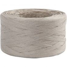 Papier raffia garen, lichtgrijs, B: 7-8 mm, 100m - 1 rol