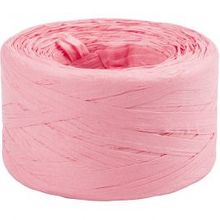 Papier raffia garen, lichtroze, B: 7-8 mm 100m - 1 rol