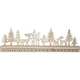 Advent kalender, H: 12 cm, L: 40 cm, B: 3,6 cm - 1 st