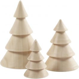 Kerstboom, H: 5+7,5+10 cm, 3,5+5,4+6,7 cm - 3 st