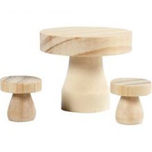 Houten Decoratie Tafel met stoelen 25x25mm - 1 set