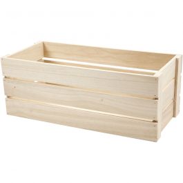 Houten Appel kist, H: 17 cm, 45x20 cm, paulownia - 1 st