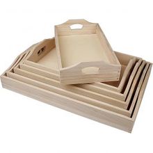 Dienbladen, H: 5 cm, L: 29+32+35+38+41+44 cm, B: 16,5+19+22+25+27+30 cm - 6 st / 1 set