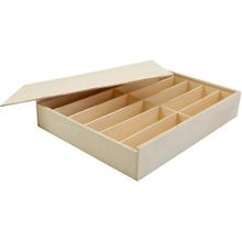 Houten doos met deksel, afm 29x37x6,5 cm - 1 st