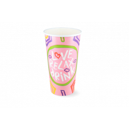 Milkshakebeker karton groot 560ml Ø90 mm 20oz roze FSC® - 500 stuks