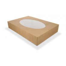 Cateringdozen kraft 460x320x80 mm met venster - 50 stuks