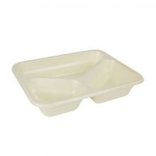 Maaltijdbakjes Cellulose 950 ml, 25x17,7x4,5 cm 3 vakjes, naturel, bio-gecoat - 220 stuks