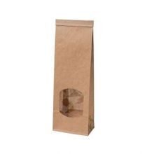 Eco Blokbodemzakken met Venster en bindstrip Kraft/PLA 88x47x260 mm - 500 st