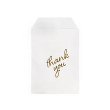 Paper Zakken Wit Met Goude Thank You Bedrukking 76x127mm - 100 st