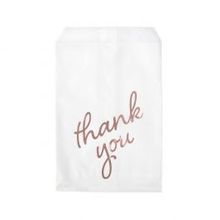 Paper Zakken Wit Met Rose Goude Thank You Bedrukking 127x203mm - 100 st