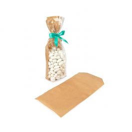 Kraft Kruisbodemzakken met papieren kaart 89x57x305 mm - 100 stuks