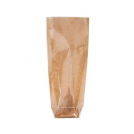 Kraft Kruisbodemzakken met papieren kaart 51x44x216 mm - 100 stuks