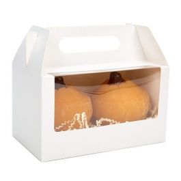 Witte Kraft Doosjes Met Handvat En Venster 178x102x102 mm - 25 stuks