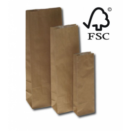 Eco Blokbodemzakjes Bruin Kraft Papier Vetvrij 105x65x280mm - 100 st