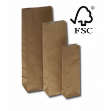 Eco Blokbodemzakjes Bruin Kraft Papier Vetvrij 60x33x170mm - 100 st
