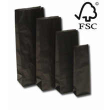 Eco Blokbodemzakjes Zwart Kraft Papier Vetvrij 105x65x280mm - 100 st