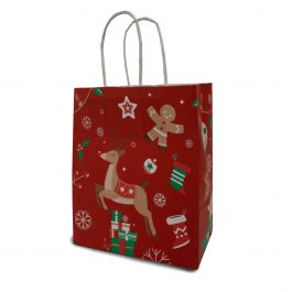 Papieren tassen kerst 18+8x22cm Kraft 90 grams - 50 st