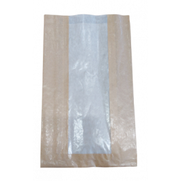 Papieren zijvouw zakken met pergamijn venster 20+7x34.5 cm - 100 stuks